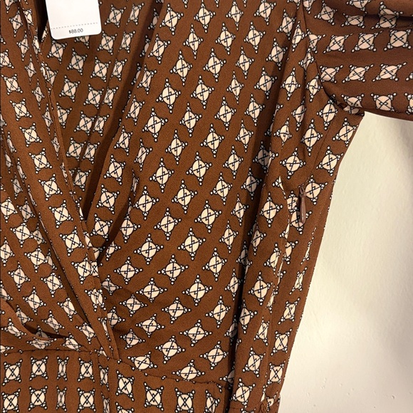 Printed Collared Long Sleeve Tie Waist Tiered Mini Dress - Picture 9 of 12